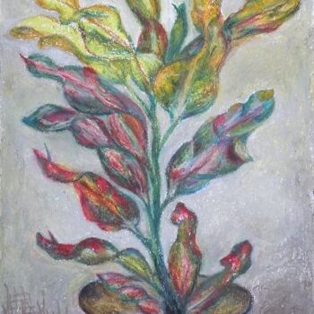 Painting titled "Croton" by Gizella Fejes, Original Artwork