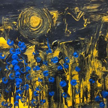 Painting titled "YELLOW NIGHT" by Gizem Kırmızı, Original Artwork, Acrylic