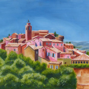 Painting titled "LE VILLAGE" by Gordon Whiting, Original Artwork, Oil