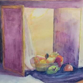 Painting titled "Still life with fru…" by Gregory Paul Kampwirth, Original Artwork, Watercolor
