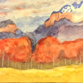 Pittura intitolato "Rocky Mountain land…" da Gregory Paul Kampwirth, Opera d'arte originale, Acquarello