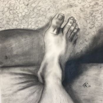 Dessin intitulée "Foreshortened Foot…" par Gregory Paul Kampwirth, Œuvre d'art originale