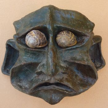 Sculpture intitulée "Gros yeux" par Gérard Koelen, Œuvre d'art originale, Terre cuite