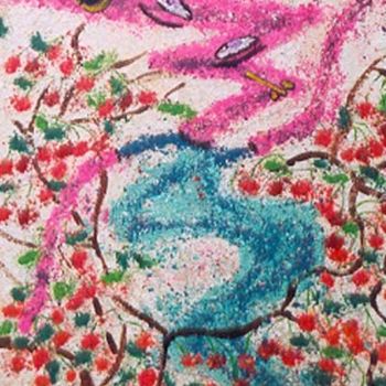 Peinture intitulée "cerisier" par Georges Koutsandreou, Œuvre d'art originale