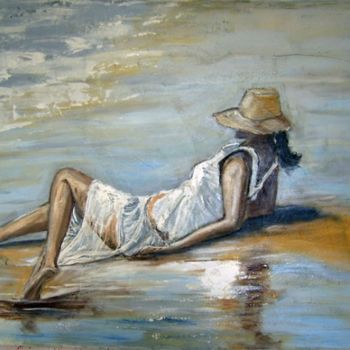 Painting titled "Women on the beach" by Gunter Kreil, Original Artwork, Oil