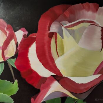 Painting titled "Rose" by Gladys Gonzales-Sceirine, Original Artwork, Oil