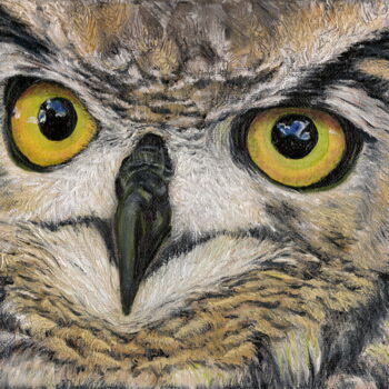 Painting titled "Eagle Owl" by Gladys Jimenez, Original Artwork, Oil