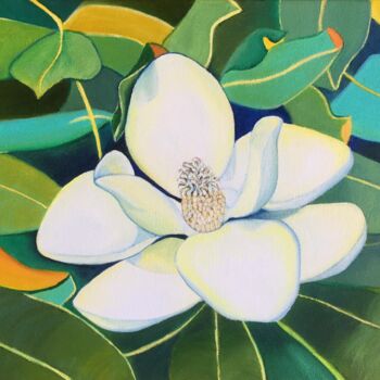 Painting titled "Magnolia 5" by Gladys Jimenez, Original Artwork, Oil