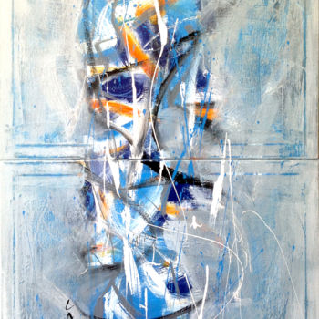 「Totem bleu.jpg」というタイトルの絵画 Gilbert Laportaによって, オリジナルのアートワーク, アクリル