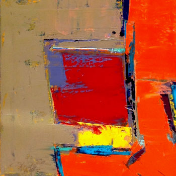 Peinture intitulée "Composition carrée…" par Gilbert Laporta, Œuvre d'art originale, Huile