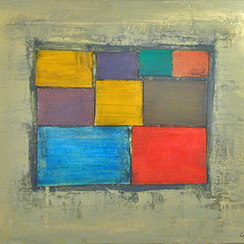 Painting titled "9 rectangles" by Gilbert Laporta, Original Artwork, Oil