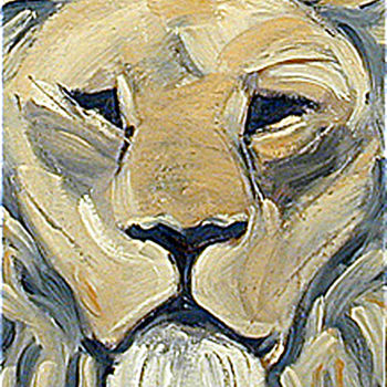 Painting titled "Lion" by Gilbert Laporta, Original Artwork, Oil