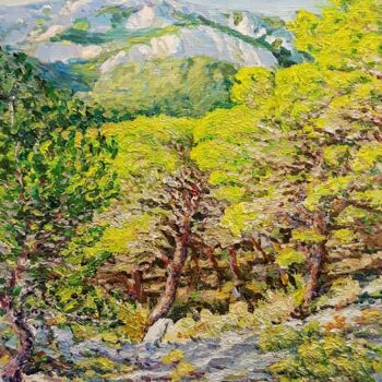 Painting titled "Collines de Marseil…" by Glaréole, Original Artwork, Acrylic