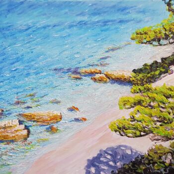 Peinture intitulée "La plage depuis le…" par Glaréole, Œuvre d'art originale, Acrylique