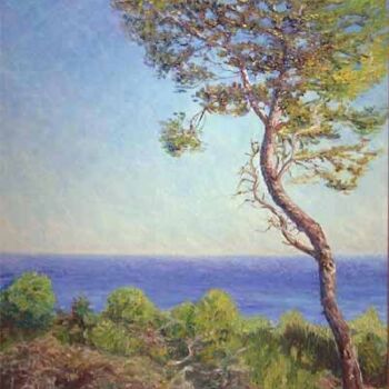 Painting titled "La mer depuis la po…" by Glaréole, Original Artwork