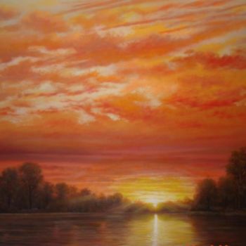 Painting titled "River of Gold" by Jerrie Glasper, Original Artwork, Oil