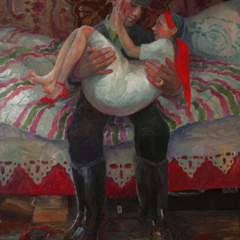 Painting titled "GROOM AND BRIDE(TIL…" by Moimoi, Original Artwork, Oil