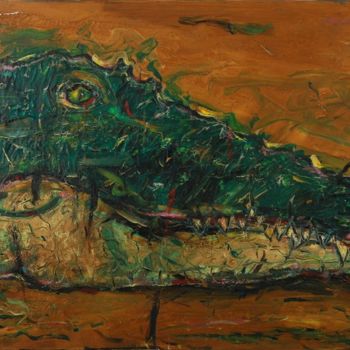 Schilderij getiteld "Crocodile" door Michele Carosella, Origineel Kunstwerk, Tempera