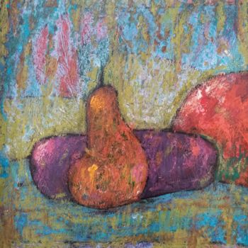Рисунок под названием "Pear, aubergine, to…" - Michele Carosella, Подлинное произведение искусства, Пастель