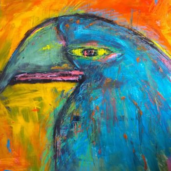 Painting titled "Parrot" by Michele Carosella, Original Artwork, Acrylic