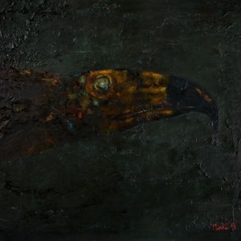 Schilderij getiteld "Vulture. Night flig…" door Michele Carosella, Origineel Kunstwerk, Olie