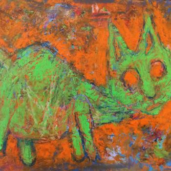 Disegno intitolato "Cat 2" da Michele Carosella, Opera d'arte originale, Pastello