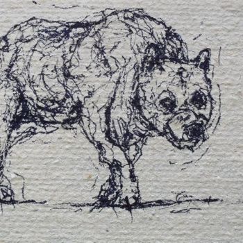 Tekening getiteld "Watchful Dog" door Michele Carosella, Origineel Kunstwerk, Inkt