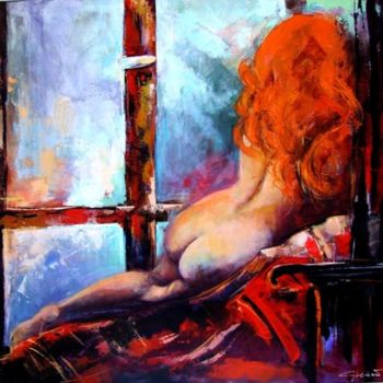 Painting titled "la belle rousse" by Gleisner, Original Artwork, Acrylic