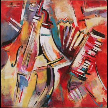 Pintura intitulada "rouge-musique.jpg" por Gleisner, Obras de arte originais, Óleo