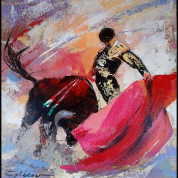 Painting titled "corrida" by Gleisner, Original Artwork, Oil