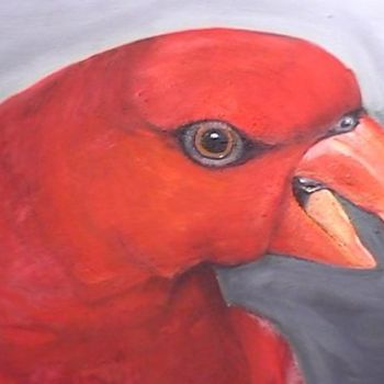 Malerei mit dem Titel "Red Lori" von Glenda Fell Jones, Original-Kunstwerk, Öl