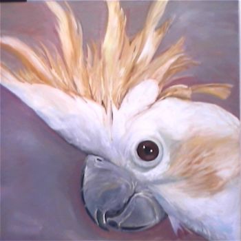 Painting titled "White Cockatoo2" by Glenda Fell Jones, Original Artwork, Oil