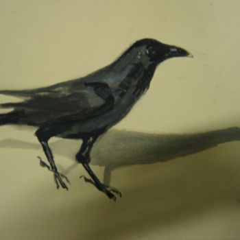 Painting titled "Crow1" by Glenda Fell Jones, Original Artwork, Oil