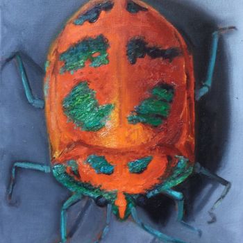 Painting titled "Jewel Beetle" by Glenda Fell Jones, Original Artwork, Oil