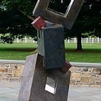 「"ViEWS THROUGH CUBE…」というタイトルの彫刻 Glen Mayoによって, オリジナルのアートワーク, 金属