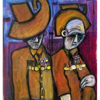 Malerei mit dem Titel "old soldiers on ANZ…" von Glenn Brady, Original-Kunstwerk