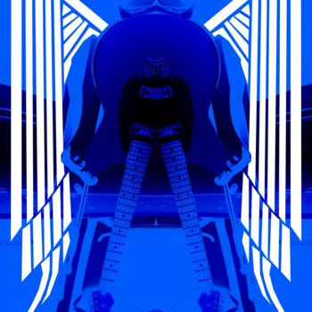 Digital Arts titled "Guitar V (Blue)" by Glenn Durrance, Original Artwork, Collages