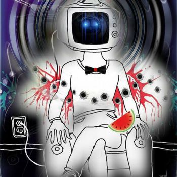 Digital Arts titled "T.V. (Nightime with…" by Glenn Durrance, Original Artwork, Digital Painting