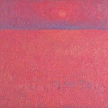 Painting titled "Red Sunset" by Glib Franko, Original Artwork, Oil