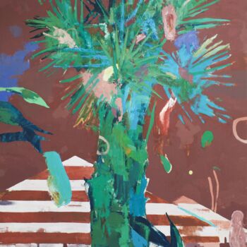 제목이 "Palm [moment]"인 미술작품 Glib Franko로, 원작, 기름 나무 들것 프레임에 장착됨