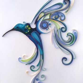 Scultura intitolato "The hummingbird art" da Glimpsecraft Priyanka, Opera d'arte originale, Carta