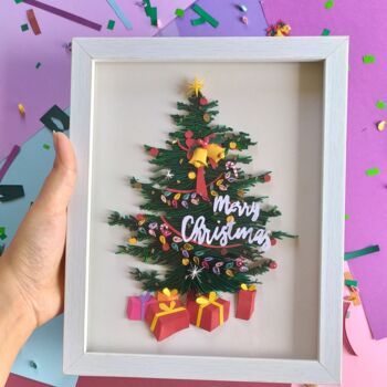 Картина под названием "Christmas tree art" - Glimpsecraft Priyanka, Подлинное произведение искусства, Папье-маше