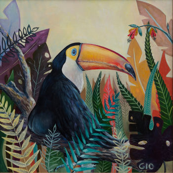 Malerei mit dem Titel ""toucan"" von Glo Bah, Original-Kunstwerk, Öl