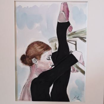 Schilderij getiteld "Bailarina" door G Riart, Origineel Kunstwerk, Aquarel Gemonteerd op Karton
