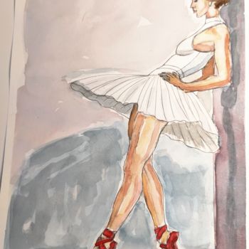 Pittura intitolato "Dancing girl" da G Riart, Opera d'arte originale, Acquarello Montato su Cartone