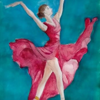 Painting titled "Dance" by G Riart, Original Artwork, Watercolor Mounted on Cardboard