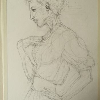 「Mujer」というタイトルの描画 G Riartによって, オリジナルのアートワーク, 鉛筆 段ボールにマウント