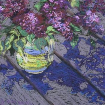Pintura intitulada "Lilacs" por Gloria Nilsson, Obras de arte originais, Pastel