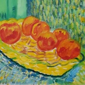 Painting titled "Frutas na cesta" by Gloria Elena Soto Franco Artista Plástica, Original Artwork, Acrylic