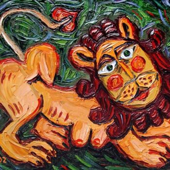Картина под названием "Лев" - Kley, Подлинное произведение искусства, Масло